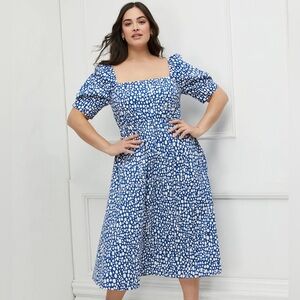 Eloquii Elements Blue Dot Fit and Flare Dress size 18